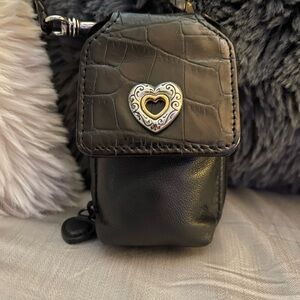 Brighton Black Croc-Embossed Heart Clutch